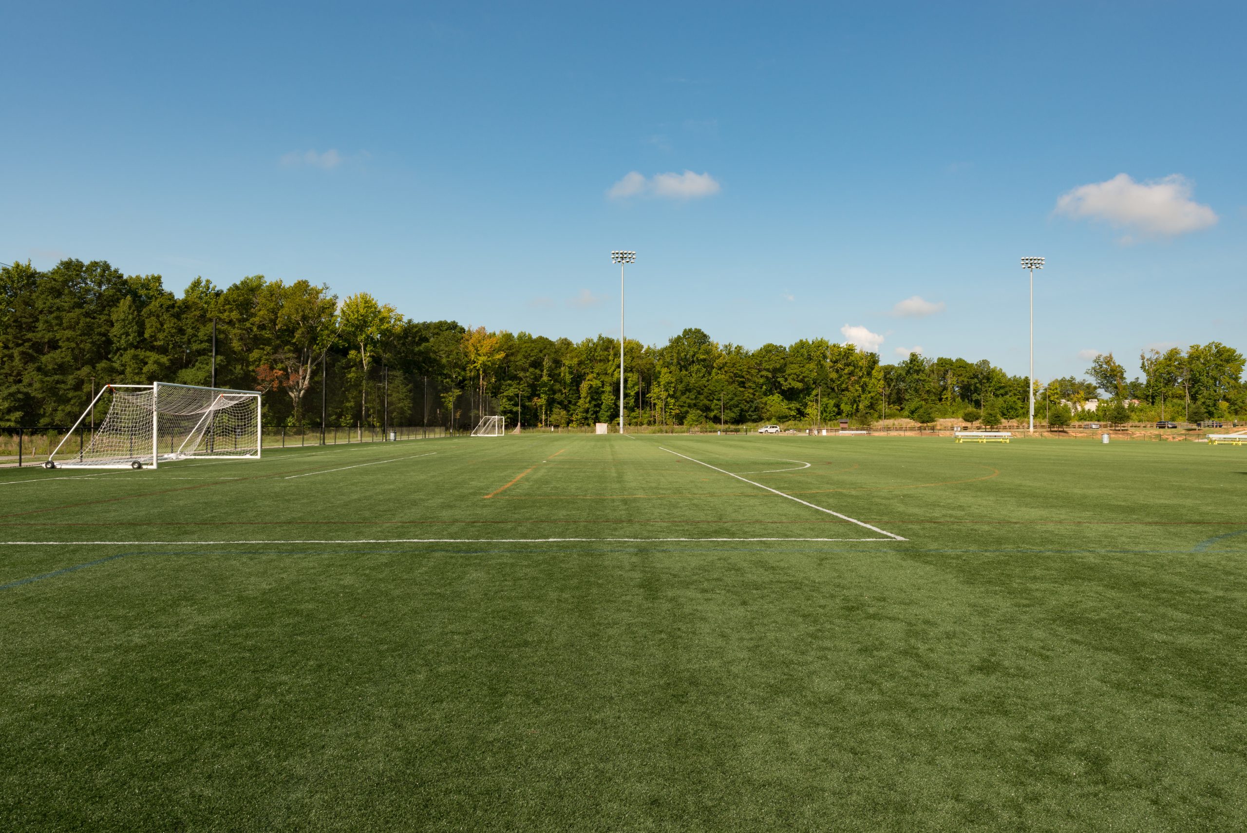Soccer field background with a shallow depth of field on a beaut